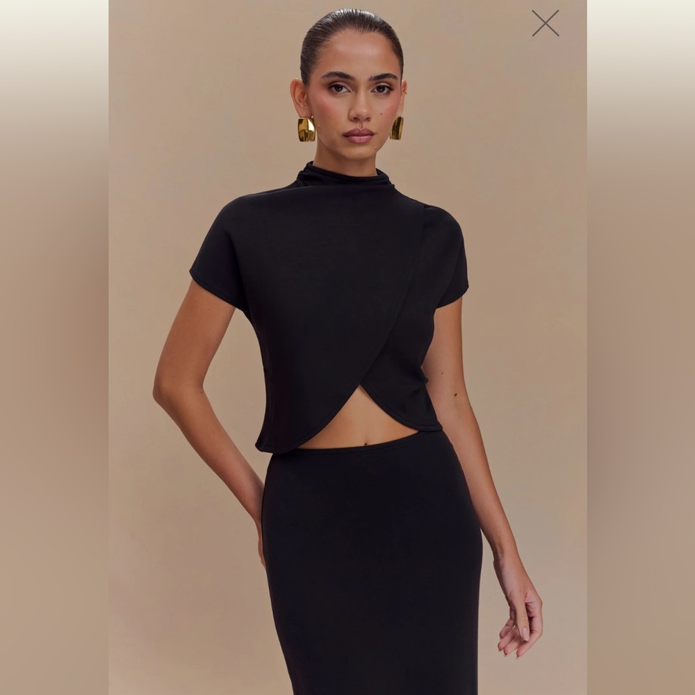 Meshki Eris High Neck Scuba Jersey Top